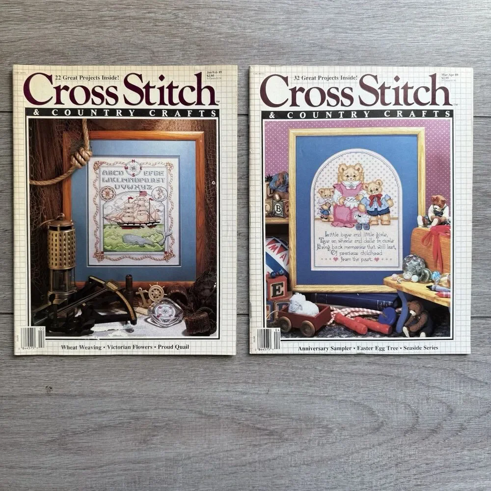 Cross Stitch & Country Crafts Magazine Lot 1989 COMPLETE YEAR ISSUES 6 Issues